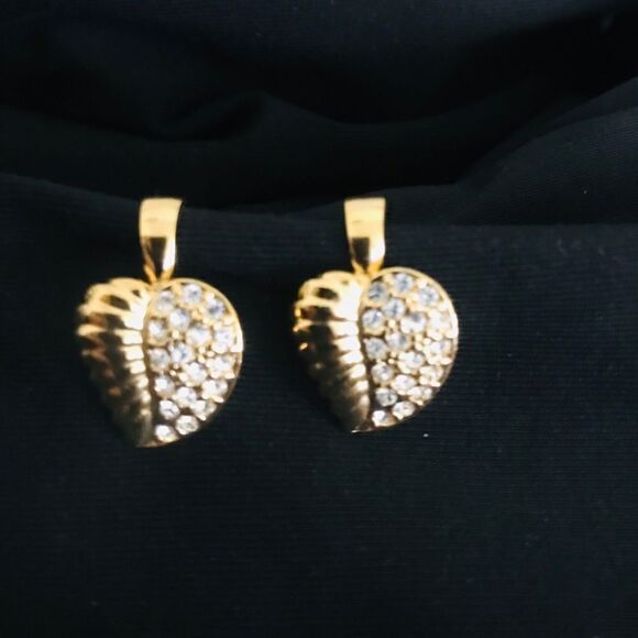 💗LEVER BACK  Gold Leaf Crystal Earrings NEW - Picture 1 of 4